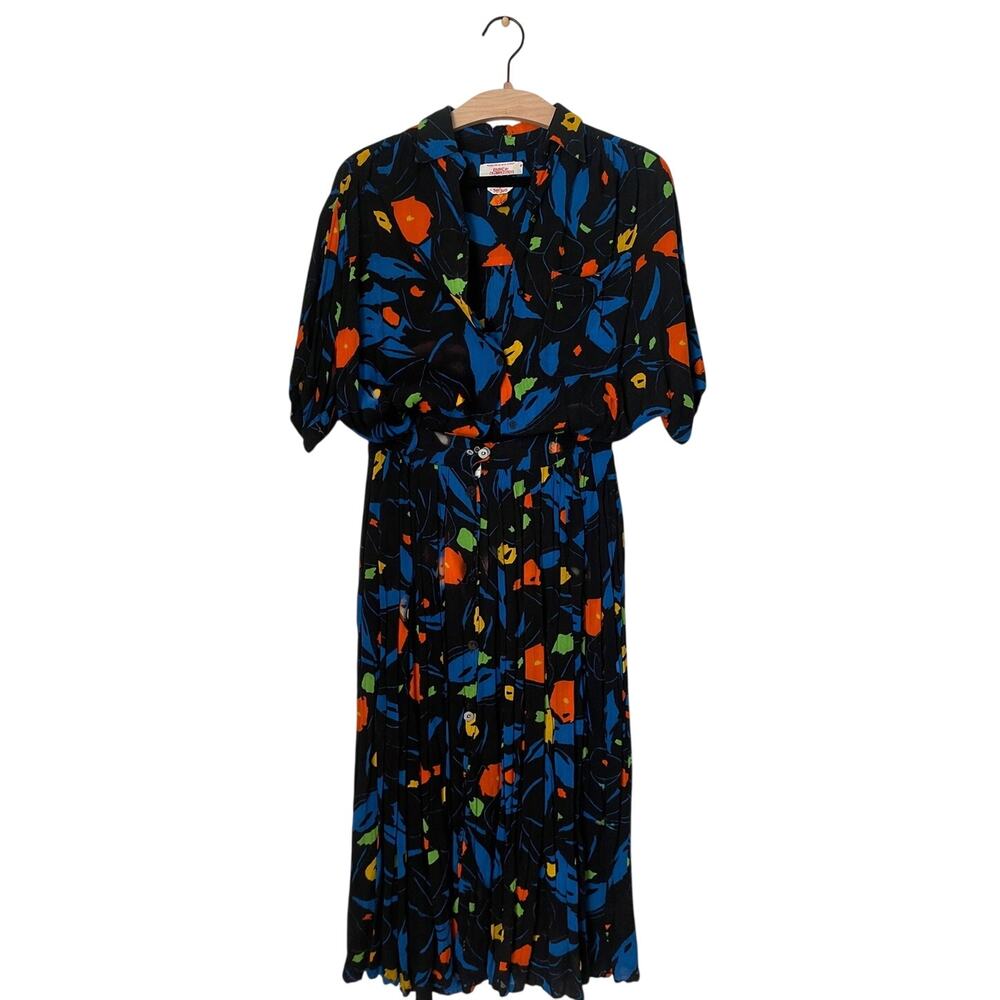 Vintage French Connection Abstract Print Skirt & Top Set Rayon Size Small Artsy